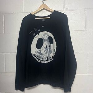 Black Graphic Crewneck Sweatshirt. Goth